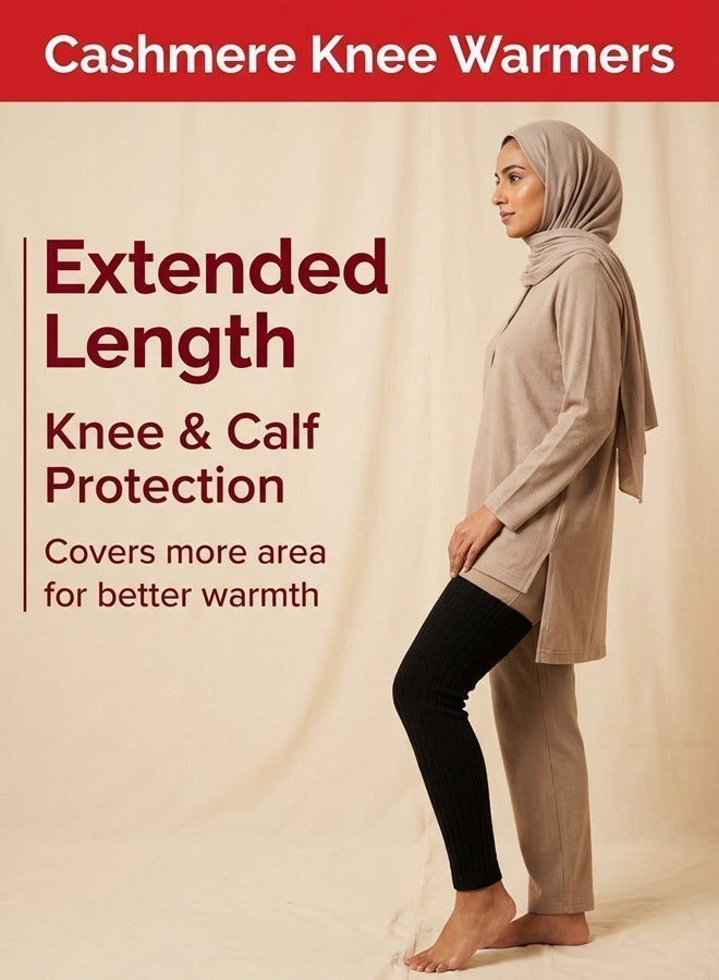 رمضان الأكثر مبيعاً | واقيات الركبة الصوفية السميكة مع أربطة تثبيت، تدفئة ليلية فائقة، طول قابل للتعديل (38-55 سم)، للجنسين، تصميم طويل وسميك لمزيد من الدفء في الليل، غير قابلة للانزلاق - Image 2